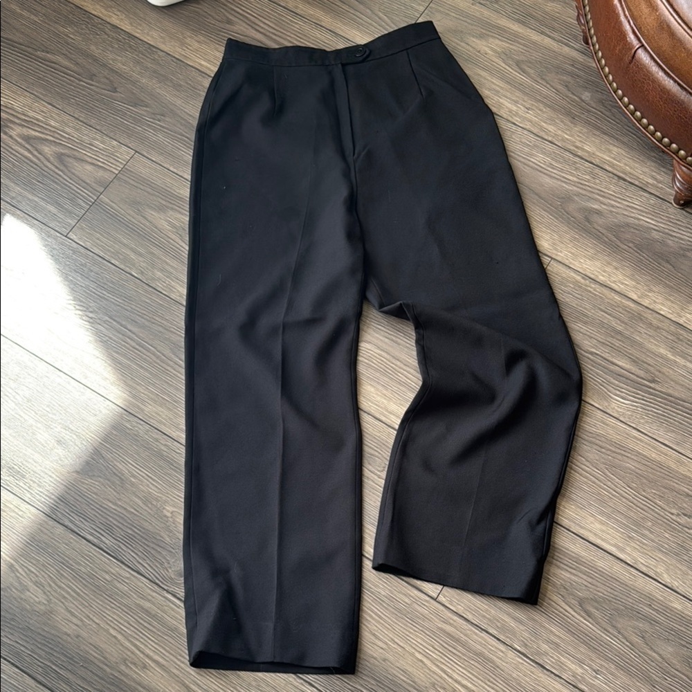 Vintage 1970’s black high waisted wide leg polyester pants made in Japan